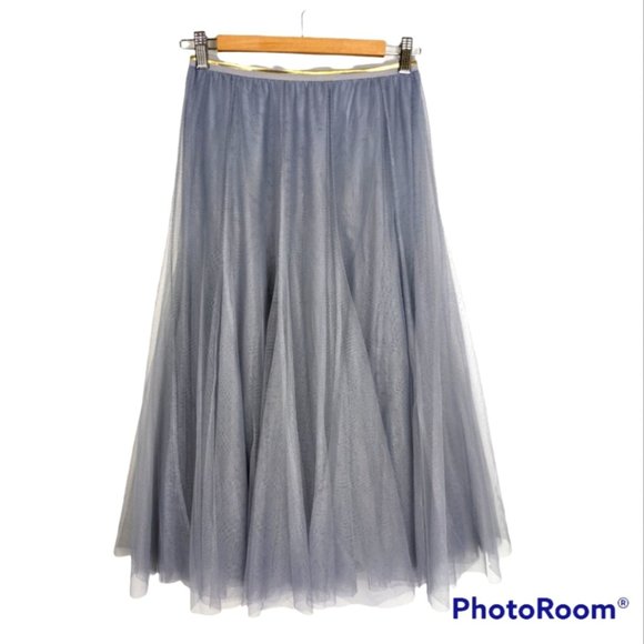 Grey Balletcore Tulle Princess Midi Full Skirt size M/L - Picture 1 of 4